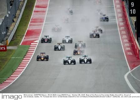 October 25, 2015: Start of the Formula One United States Grand Prix, Circuit of the Americas. Austin, TX. Formula One 2015: United States Grand Prix OCT 25 - ZUMAc04_