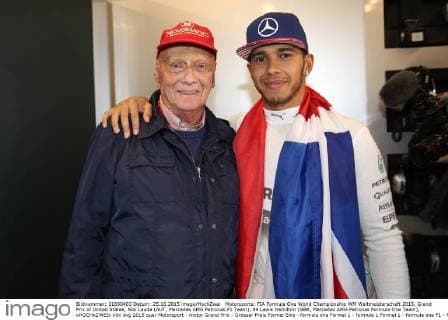 Motorsports: FIA Formula One World Championship WM Weltmeisterschaft 2015, Grand Prix of United States, Niki Lauda (AUT, Mercedes AMG Petronas F1 Team), 44 Lewis Hamilton (GBR, Mercedes AMG Petronas Formula One Team), xHOCHxZWEIx