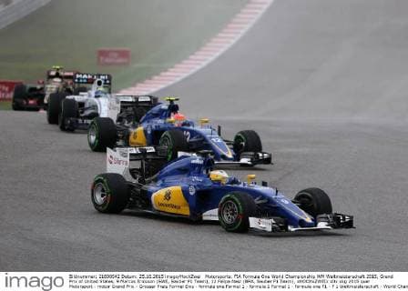 Motorsports: FIA Formula One World Championship WM Weltmeisterschaft 2015, Grand Prix of United States, 9 Marcus Ericsson (SWE, Sauber F1 Team), 12 Felipe Nasr (BRA, Sauber F1 Team), xHOCHxZWEIx