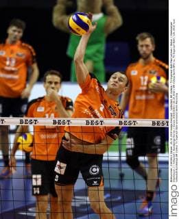 Volleyball, BR Volleys - TV Ingersoll Bühl Paul Lotman Aktion Oberkoerper Oberkörper Volleyball Bundesliga Herren Saison 2015 2016 25.10.2015 BR Volleys Berlin BRV vs. TV Ingersoll Bühl