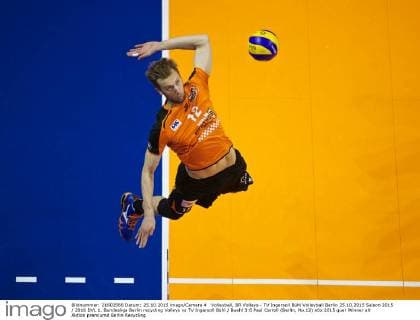 Volleyball, BR Volleys - TV Ingersoll Bühl Volleyball Berlin 25.10.2015 Saison 2015 2016 DVL 1. Bundesliga Berlin recycling Volleys vs TV Ingersoll Bühl Buehl 3:0 Paul Carroll (Berlin, No.12)