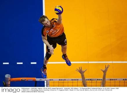 Volleyball, BR Volleys - TV Ingersoll Bühl Volleyball Berlin 25.10.2015 Saison 2015 2016 DVL 1. Bundesliga Berlin recycling Volleys vs TV Ingersoll Bühl Buehl 3:0 Paul Carroll (Berlin, No.12)