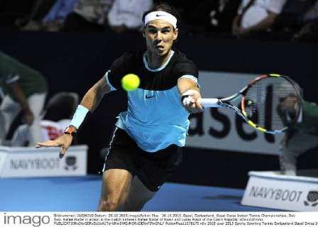 26.10.2015. Basel, Switzerland. Basel Swiss Indoor Tennis Championships. Day Two. Rafael Nadal in action in the match between Rafael Nadal of Spain and Lukas Rosol of the Czech Republic xDavidxEmmx  ActionPlus11676175