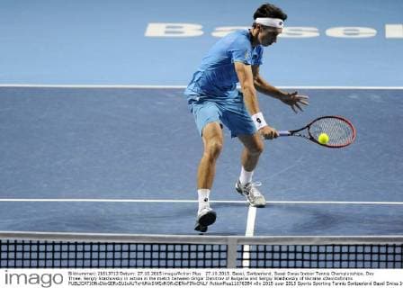27.10.2015. Basel, Switzerland. Basel Swiss Indoor Tennis Championships. Day Three. Sergiy Stakhovsky in action in the match between Grigor Dimitrov of Bulgaria and Sergiy Stakhovsky of Ukraine xDavidxEmmx  ActionPlus11676384