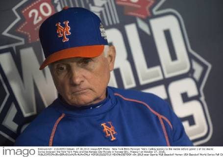 New York Mets Manager Terry Collins speaks to the media before game 1 of the World Series between the New York Mets and the Kansas City Royals in Kansas City, Missouri on October 27, 2015.  KCP20151027310 KEVINxDIETSCH