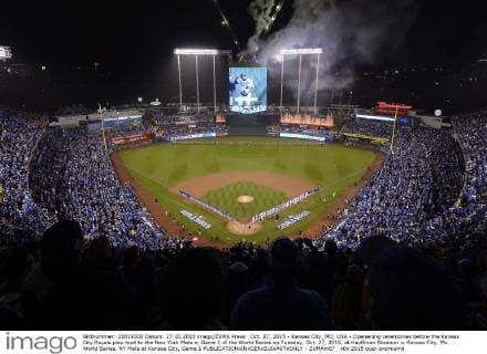 Oct. 27, 2015 - Kansas City, MO, USA - Openening ceremonies before the Kansas City Royals play host to the New York Mets in Game 1 of the World Series on Tuesday, Oct. 27, 2015, at Kauffman Stadium in Kansas City, Mo. World Series, NY Mets at Kansas City, Game 1 - ZUMAm67_