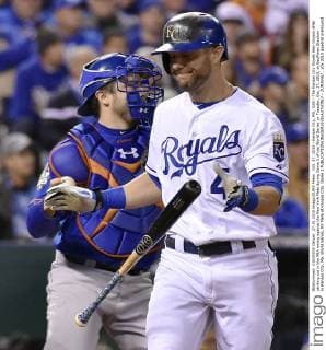 Oct. 27, 2015 - Kansas City, MO, USA - The Kansas City Royals Alex Gordon after striking out in the fifth inning against the New York Mets during Game 1 of the World Series on Tuesday, Oct. 27, 2015, at Kauffman Stadium in Kansas City, Mo. World Series, NY Mets at Kansas City, Game 1 - ZUMAm67_