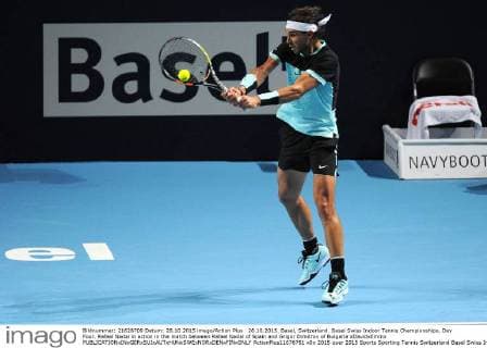 28.10.2015. Basel, Switzerland. Basel Swiss Indoor Tennis Championships. Day Four. Rafael Nadal in action in the match between Rafael Nadal of Spain and Grigor Dimitrov of Bulgaria xDavidxEmmx  ActionPlus11676761