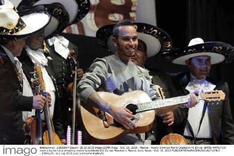 Oct. 28, 2015 - Mexico - Newly crowned World Champion F1 Driver LEWIS HAMILTON visits a Luche Libre wrestling match to celebrate Dia De Los Muertos in Mexico. Latin News - Oct. 28, 2015  - ZUMAu78_