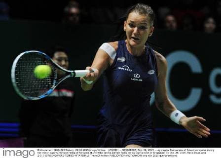 (151029) -- SINGAPORE, Oct. 29, 2015 -- Agnieszka Radwanska of Poland competes during her match against Simona Helep of Romania at the WTA Tennis Damen finals tennis tournament in Singapore, on Oct. 29, 2015. Radwanska won 2-0. ) (SP)SINGAPORE-TENNIS-WTA FINALS ThenxChihxWey 