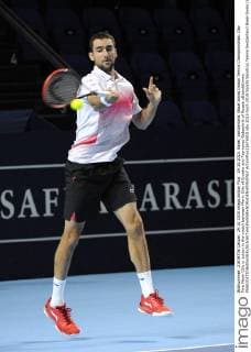 29.10.2015. Basel, Switzerland. Basel Swiss Indoor Tennis Championships. Day Five Marin Cilic in action in the match between Marin Cilic of Croatia and Teymuraz Gabashvili of Russia xDavidxEmmx  ActionPlus11676910