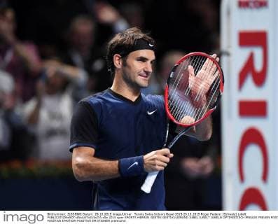 Tennis Swiss Indoors Basel 2015 29.10.2015 Roger Federer (Schweiz) jubelt 
