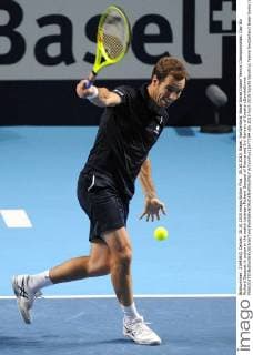 30.10.2015. Basel, Switzerland. Basel Swiss Indoor Tennis Championships. Day Six Richard Gasquet in action in the match between Richard Gasquet of France and Ivo Karlovic of Croatia xDavidxEmmx  ActionPlus11677194