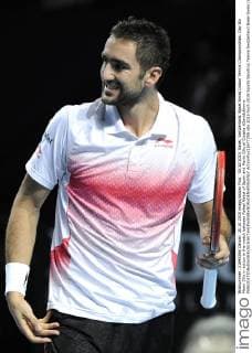 30.10.2015. Basel, Switzerland. Basel Swiss Indoor Tennis Championships. Day Six Marin Cilic in action in the match between Rafael Nadal of Spain and Marin Cilic of Croatia xDavidxEmmx  ActionPlus11677255