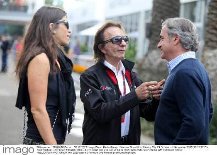 Mexican Grand Prix, Mexico City 29 October - 1 November 2015 30.10.2015 - Free Practice 1, Emerson Fittipaldi (BRA), Ex F1 Champion and Carlos Sainz (ESP) WRC Motorsport Rallye WM Champion former 