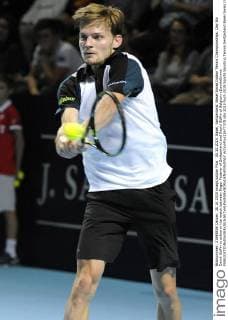 30.10.2015. Basel, Switzerland. Basel Swiss Indoor Tennis Championships. Day Six David Goffin in action in the match between Roger Federer of Switzerland and David Goffin of Belgium xDavidxEmmx  ActionPlus11677370