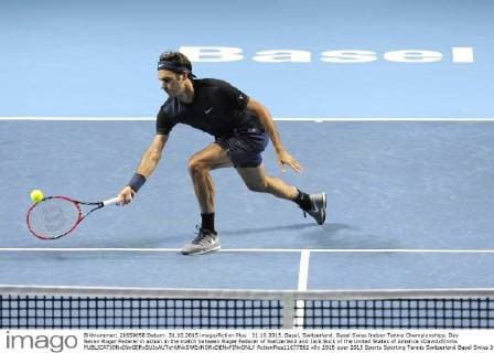 31.10.2015. Basel, Switzerland. Basel Swiss Indoor Tennis Championships. Day Seven Roger Federer in action in the match between Roger Federer of Switzerland and Jack Sock of the United States of America xDavidxEmmx  ActionPlus11677862