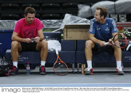 Stanislas Wawrinka training at the BNP Paribas Masters Bercy 2015, Paris Cordon Press 