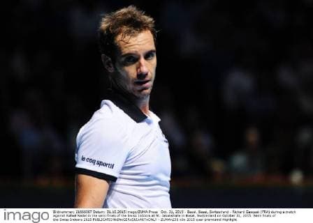 Oct. 31, 2015 - Basel, Basel, Switzerland - Richard Gasquet (FRA) during a match against Rafael Nadal in the semi finals of the Swiss Indoors at St. Jakobshalle in Basel, Switzerland on October 31, 2015. Semi finals of the Swiss Indoors 2015  - ZUMAn230