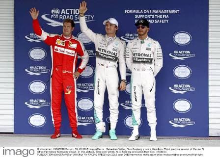 Sebastian Vettel, Nico Rosberg y Lewis Hamilton. Third practice session of Mexico F1 GP at Hermanos Rodriguez circuit. In this picture, Sebastian Vettel, Nico Rosberg and Lewis Hamilton. xRUBIOx  RV RACING PRESS