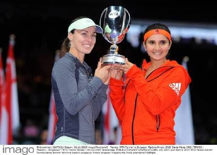 Tennis, WTA Turnier in Singapur Martina Hingis (SUI) Sania Mirza (IND) TENNIS : Masters - Singapour - WTA Tennis Damen - 01 11 2015 Tennismagx 