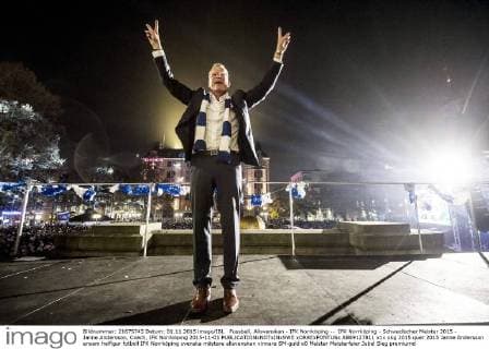 Fussball, Allsvenskan - IFK Norrköping -- IFK Norrköping - Schwedischer Meister 2015 - Janne Andersson, Coach, IFK Norrköping 2015-11-01  xORRExPONTUSx AB89127811