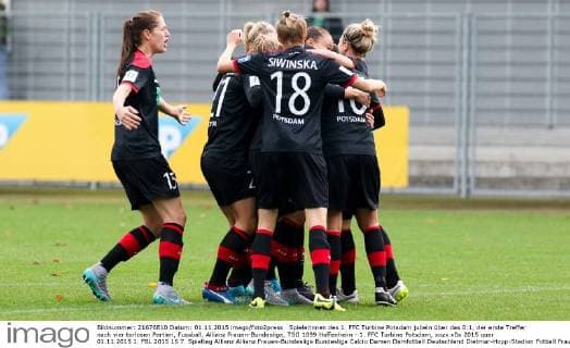 Spielerinnen des 1. FFC Turbine Potsdam jubeln über das 0:1, der erste Treffer nach vier torlosen Partien, Fussball, Allianz Frauen-Bundesliga, TSG 1899 Hoffenheim - 1. FFC Turbine Potsdam, xozx