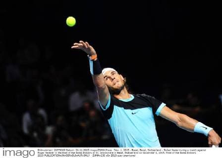Nov. 1, 2015 - Basel, Basel, Switzerland - Rafael Nadal during a match against Roger Federer in the final of the Swiss Indoors at St. Jakobshalle in Basel, Switzerland on November 1, 2015. Final of the Swiss Indoors 2015  - ZUMAn230