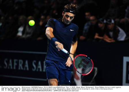 Nov. 1, 2015 - Basel, Basel, Switzerland - Roger Federer during a match against Rafael Nadal in the final of the Swiss Indoors at St. Jakobshalle in Basel, Switzerland on November 1, 2015. Final of the Swiss Indoors 2015  - ZUMAn230