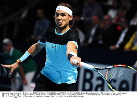 Nov. 1, 2015 - Basel, Basel, Switzerland - Rafael Nadal during a match against Roger Federer in the final of the Swiss Indoors at St. Jakobshalle in Basel, Switzerland on November 1, 2015. Final of the Swiss Indoors 2015  - ZUMAn230