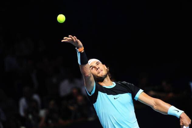 Nov. 1, 2015 - Basel, Switzerland - RAFAEL NADAL of Spain in action against R. Federer of Switzerland in the final of the Swiss Indoors at St. Jakobshalle in Basel, Switzerland. Federer won 2:1. Tennis 2015 - Swiss Indoors  - ZUMAn230