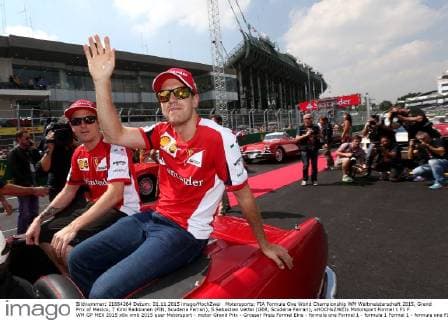 Motorsports: FIA Formula One World Championship WM Weltmeisterschaft 2015, Grand Prix of Mexico, 7 Kimi Raikkonen (FIN, Scuderia Ferrari), 5 Sebastian Vettel (GER, Scuderia Ferrari), xHOCHxZWEIx
