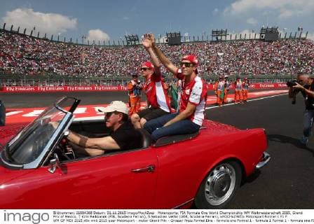 Motorsports: FIA Formula One World Championship WM Weltmeisterschaft 2015, Grand Prix of Mexico, 7 Kimi Raikkonen (FIN, Scuderia Ferrari), 5 Sebastian Vettel (GER, Scuderia Ferrari), xHOCHxZWEIx