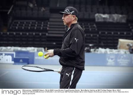 Boris Becker training at BNP Paribas Masters Bercy 2015 