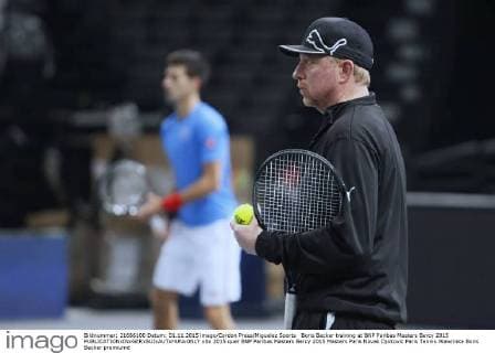 Boris Becker training at BNP Paribas Masters Bercy 2015 