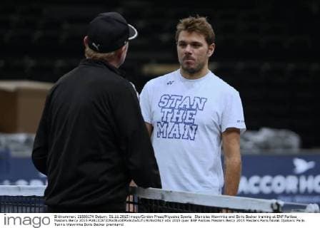 Stanislas Wawrinka and Boris Becker training at BNP Paribas Masters Bercy 2015 