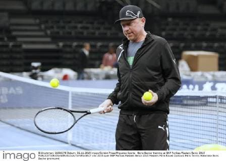 Boris Becker training at BNP Paribas Masters Bercy 2015 