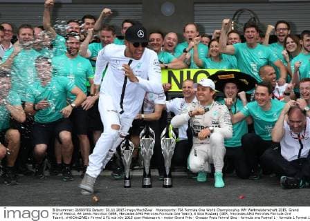 Motorsports: FIA Formula One World Championship WM Weltmeisterschaft 2015, Grand Prix of Mexico, 44 Lewis Hamilton (GBR, Mercedes AMG Petronas Formula One Team), 6 Nico Rosberg (GER, Mercedes AMG Petronas Formula One Team), xHOCHxZWEIx