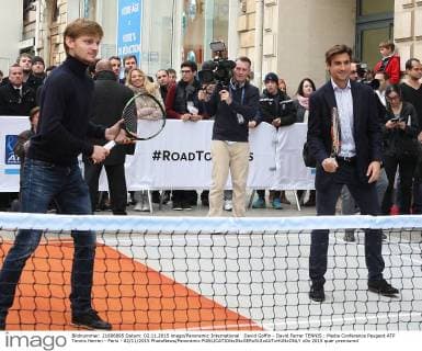 David Goffin - David Ferrer TENNIS : Media Conference Peugeot ATP Tennis Herren - Paris - 02 11 2015 PhotoNews Panoramic 