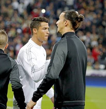 Champions League match played between Real Madrid and PSG Paris Saint Germain. In this picture, Cristiano Ronaldo and Slatan Ibrahimovic. xRAFAxCASALx 