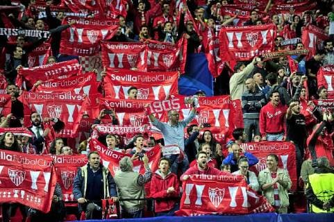 Champions League match played between FC Sevilla and Manchester City. In this picture, Sevilla supporters. xKIKOxHURTADOx 