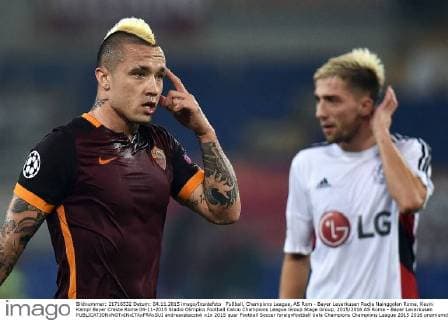 Fußball, Champions League, AS Rom - Bayer Leverkusen Radja Nainggolan Roma, Kevin Kampl Bayer Creste Roma 04-11-2015 Stadio Olimpico Football Calcio Champions League Group Stage Group, 2015 2016 AS Roma - Bayer Leverkusen andreaxstaccioli