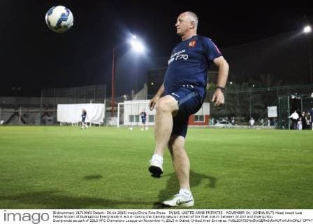 DUBAI, UNITED ARAB EMIRATES - NOVEMBER 04: (CHINA OUT) Head coach Luiz Felipe Scolari of Guangzhou Evergrande in action during the training session ahead of the final match between Al Ahli and Guangzhou Evergrande as part of 2015 AFC Champions League on November 4, 2015 in Dubai, United Arab Emirates.  CFP475416877 