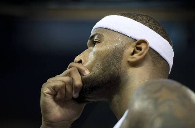 Dec. 19, 2014 - Sacramento, CA, USA - Sacramento Kings center DeMarcus Cousins (15) reacts to a foul call against teammate Ben McLemore (23) in the final seconds on Thursday, Dec. 18, 2014. Sacramento California News - Dec. 19, 2014 - ZUMAs76_