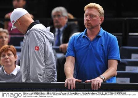 Novak Djokovic (Ser) et Boris Becker TENNIS : BNP PARIBAS MASTERS 2015 - 05 11 2015 TennisMagazine Panoramic 