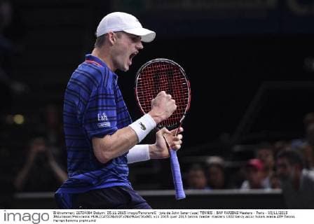 joie de John Isner (usa) TENNIS : BNP PARIBAS Masters - Paris - 05 11 2015 JBAutissier Panoramic 