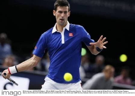 Novak Djokovic wins against Gilles Simon at BNP Paribas Masters Bercy 2015 
