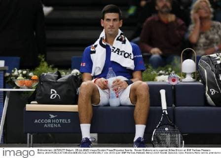 Novak Djokovic wins against Gilles Simon at BNP Paribas Masters Bercy 2015 
