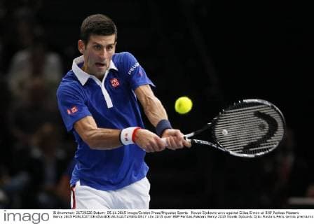 Novak Djokovic wins against Gilles Simon at BNP Paribas Masters Bercy 2015 