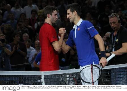 Novak Djokovic wins against Gilles Simon at BNP Paribas Masters Bercy 2015 